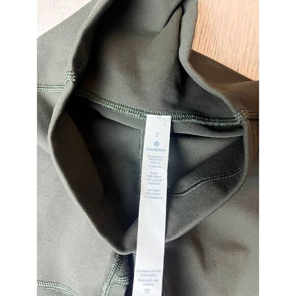 Lululemon Wunder Under Hi-Rise Tech Mesh 28" Dark Olive Size 2 New - Picture 4 of 7